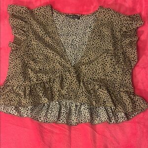 Leopard Print Ruffle Top